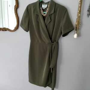 Olive green wrap dress size 6